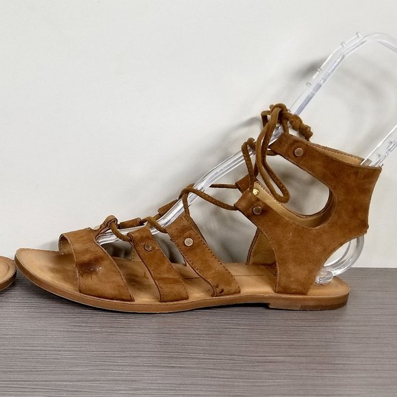Dolce Vita Jasmyn Lace Up Gladiator Sandal, Cognac Suede, Womens Size 7.5 M - Picture 9 of 12